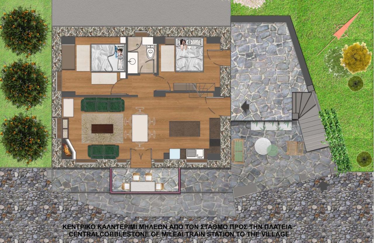 Αρχοντικό Γιούλη Apartment Mileai Bagian luar foto